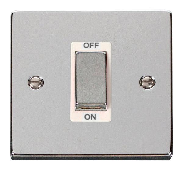Click Deco 45A Single Isolator Switch DP Chrome White VPCH500WH