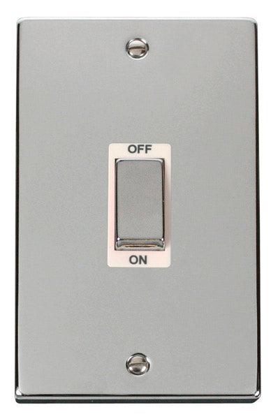 Click Deco 45A Vertical Isolator Switch DP Chrome White VPCH502WH