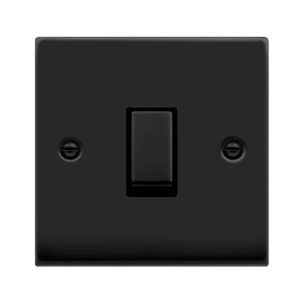 Click Deco 10A 2 Way Single Light Switch Matt Black Black VPMB411BK