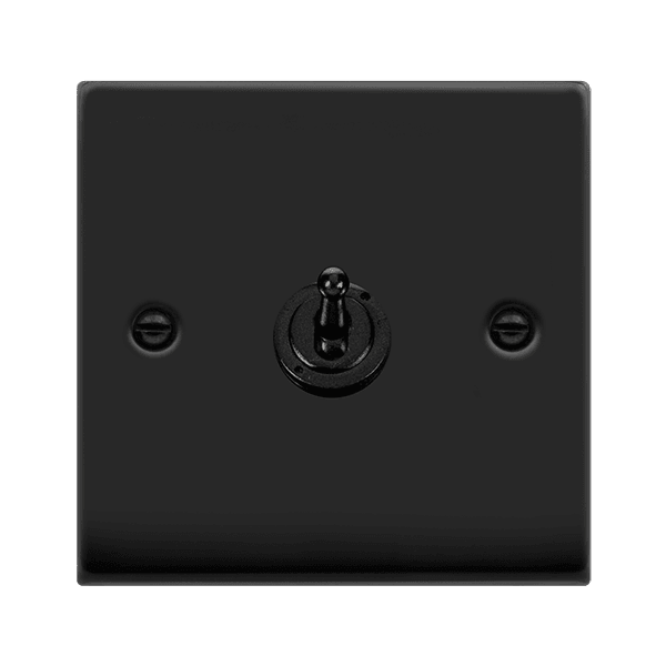 Click Deco 10A 2 Way Single Toggle Light Switch Matt Black VPMB421