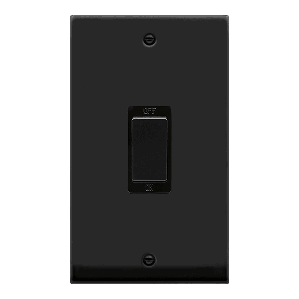 Click Deco 45A Vertical Isolator Switch DP Matt Black Black VPMB502BK