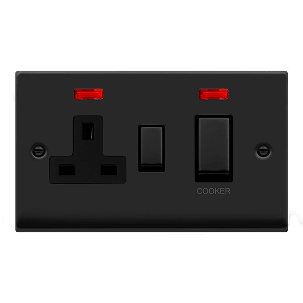 Click Deco 45A Single Isolator Switch Neon DP C/W 13A Sw/Socket Matt B