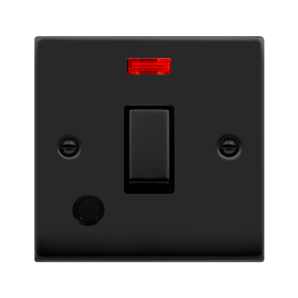 Click Deco 20A Switch Neon C/W Flex Outlet Matt Black Black VPMB523BK