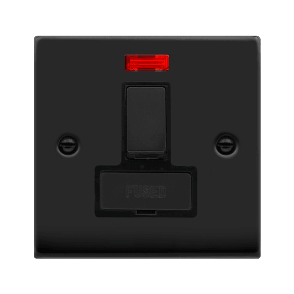 Click Deco 13A Switch Fuse Spur Neon Matt Black Black VPMB752BK