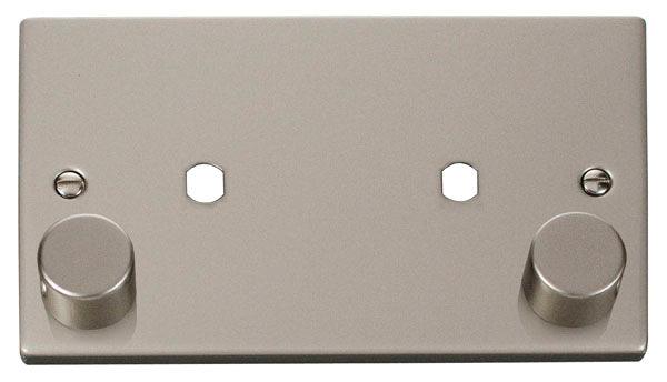 Click Deco 2G Double Plate 2G Double Dimmer (Plate Only) Pearl Nickel 
