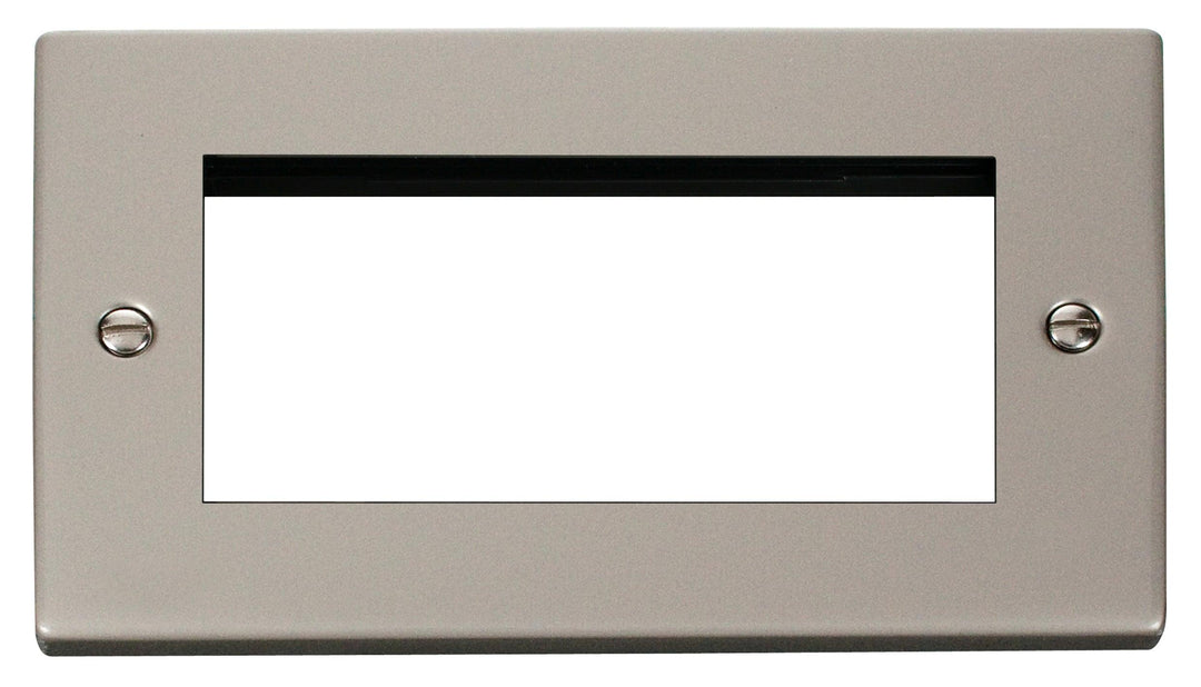 Click Deco Frontplate 2G Quad Module Euro Plate Pearl Nickel VPPN312B