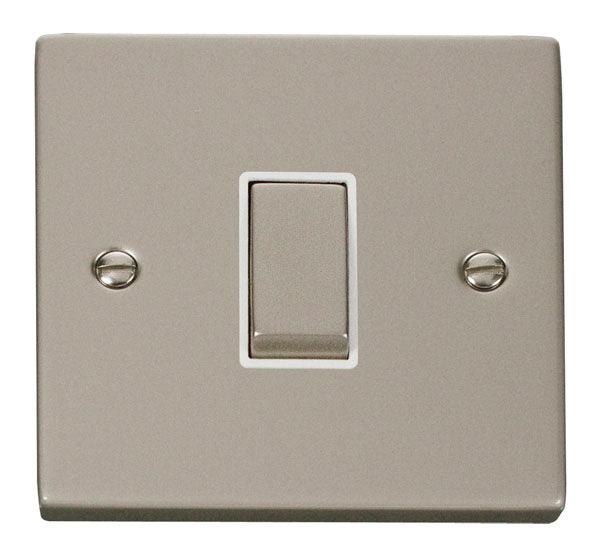 Click Deco 10A 2 Way Single Light Switch Pearl Nickel White VPPN411WH