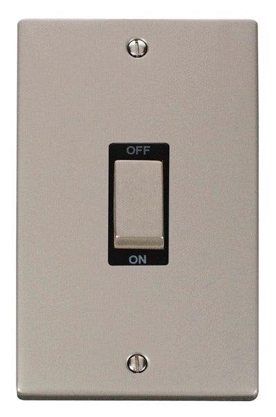 Click Deco 45A Vertical Isolator Switch DP Pearl Nickel Black VPPN502B