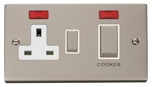 Click Deco 45A Single Isolator Switch Neon DP C/W 13A Sw/Socket Pearl 