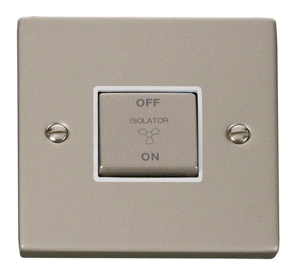 Click Deco Fan Isolator Switch TP Pearl Nickel White VPPN520WH
