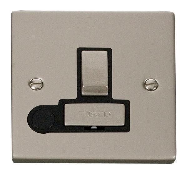 Click Deco 13A Switched Fuse Spur C/W Flex Outlet Pearl Nickel Black V