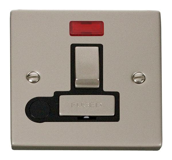 Click Deco Switched Fuse Spur Neon C/W Flex Outlet Pearl Nickel Black 