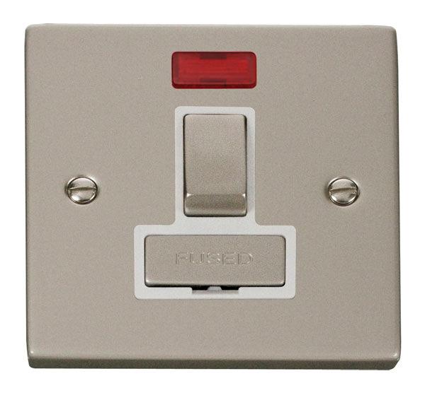 Click Deco 13A Switch Fuse Spur Neon Pearl Nickel White VPPN752WH