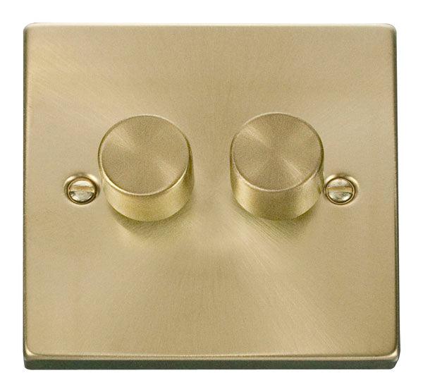 Click Deco 2G Double Dimmer (Plate Only) Satin Brass VPSB152PL