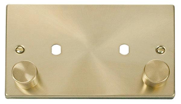 Click Deco 2G Double Plate 2G Double Dimmer (Plate Only) Satin Brass 
