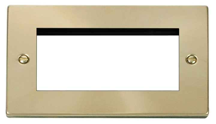Click Deco Frontplate 2G Quad Module Euro Plate Satin Brass VPSB312BK