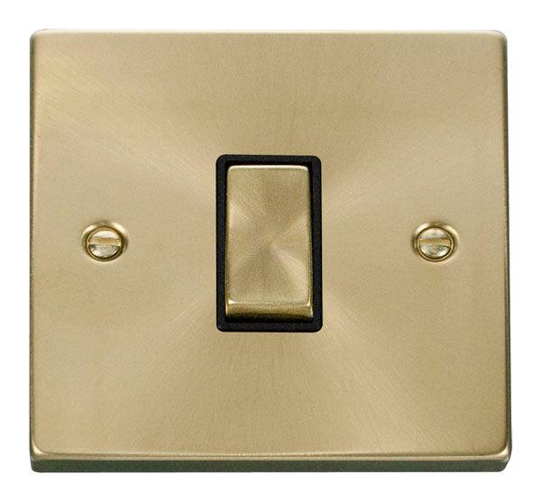 Click Deco 10A Intermediate Single Light Switch Satin Brass Black VPSB