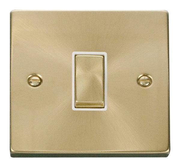 Click Deco 10A Intermediate Single Light Switch Satin Brass White VPSB