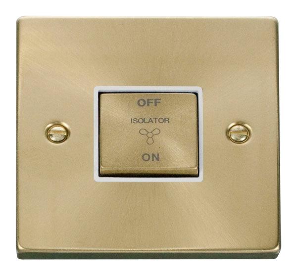 Click Deco Fan Isolator Switch TP Satin Brass White VPSB520WH