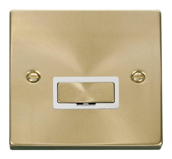 Click Deco 13A Fuse Spur Satin Brass White VPSB750WH