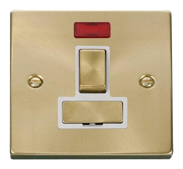 Click Deco 13A Switch Fuse Spur Neon Satin Brass White VPSB752WH