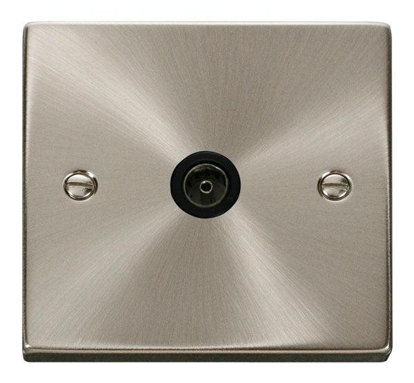 Click Deco VPSC065 Single Coaxial Socket with Satin Chrome Finish 