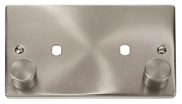 Click Deco 2G Double Plate 2G Double Dimmer - Satin Chrome Finish