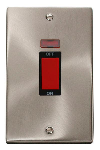 Click Deco Cooker 2G Vertical Isolation Switch 45A Neon Satin Chrome B