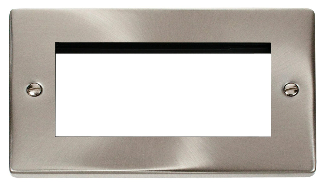 Click Deco Frontplate 2G Quad Module Euro Plate Satin Chrome VPSC312S
