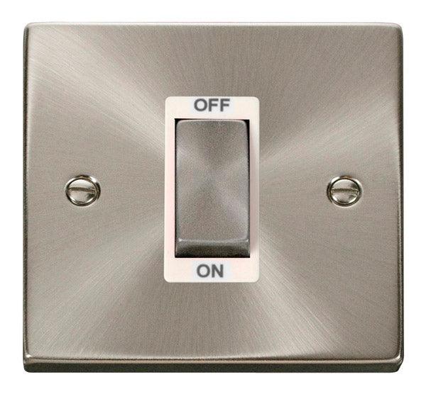 Click Deco 45A Single Isolator Switch DP Satin Chrome White VPSC500WH