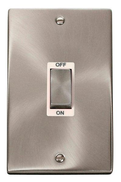 Click Deco 45A Vertical Isolator Switch DP Satin Chrome White VPSC502W