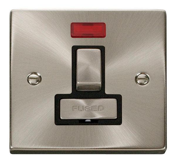 Click Deco 13A Switched Fuse Spur with Neon Indicator | Satin Chrome