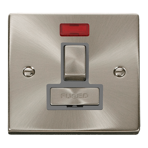 Click Deco 13A Switch Fuse Spur Neon Satin Chrome Grey VPSC752GY