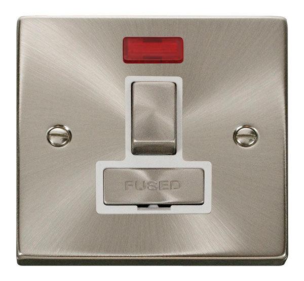 Click Deco 13A Switch Fuse Spur Neon Satin Chrome White VPSC752WH
