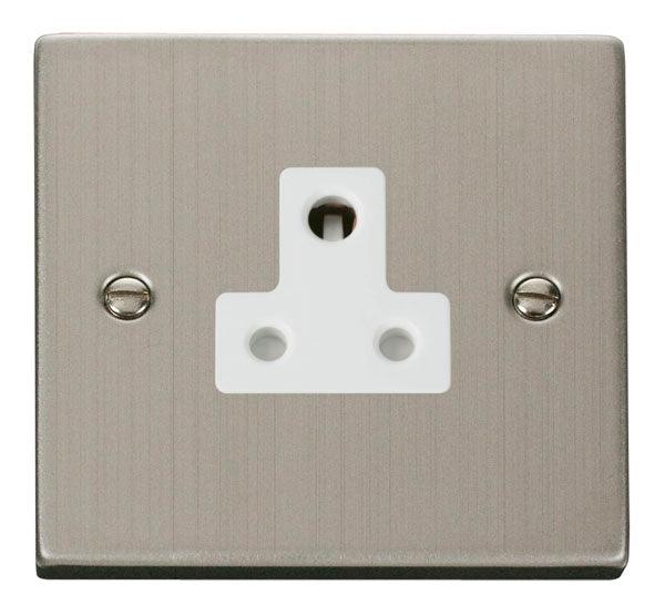 Click Deco Socket 1G Unswitched Socket 5A Stainless Steel White VPSS03