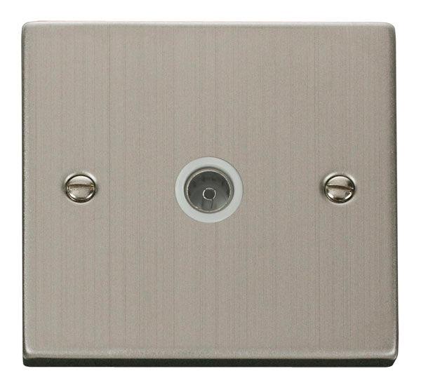 Click Deco Single Coaxial Socket Stainless Steel White VPSS065WH