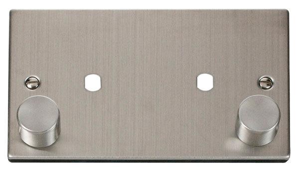 Click Deco 2G Double Plate 2G Double Dimmer (Plate Only) Stainless Ste