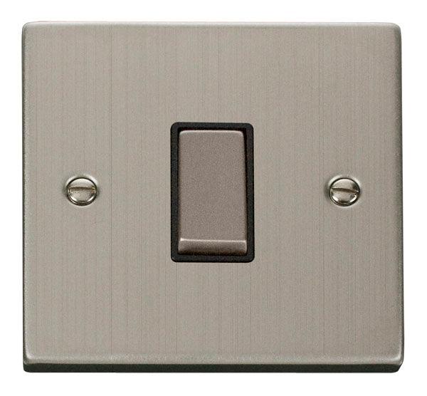Click Deco 10A Intermediate Single Light Switch Stainless Steel Black 