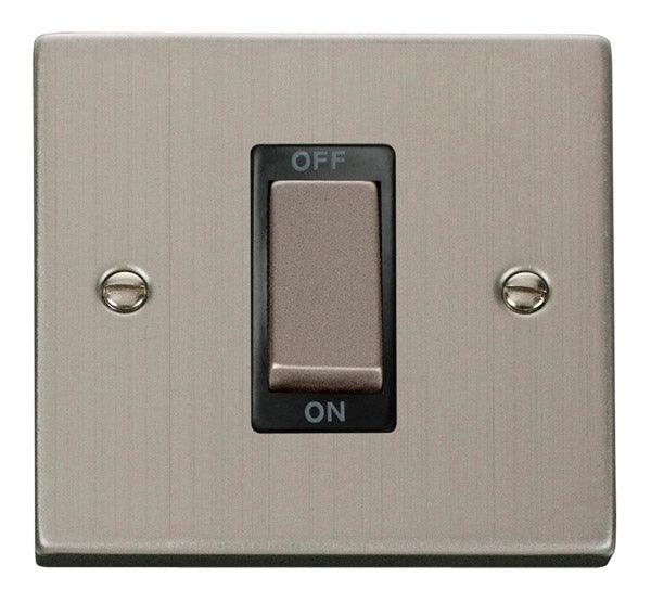 Click Deco 45A Single Isolator Switch DP Stainless Steel Black VPSS500