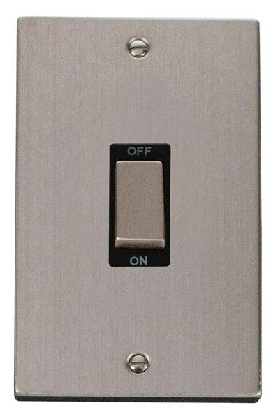 Click Deco 45A Vertical Isolator Switch DP Stainless Steel Black VPSS5