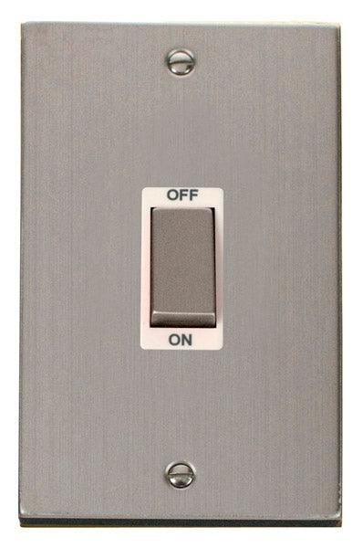 Click Deco 45A Vertical Isolator Switch DP Stainless Steel White VPSS5