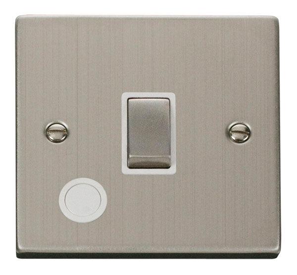 Click Deco 20A Switch C/W Flex Outlet Stainless Steel White VPSS522WH