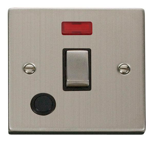 Click Deco 20A Switch Neon C/W Flex Outlet Stainless Steel Black VPSS5