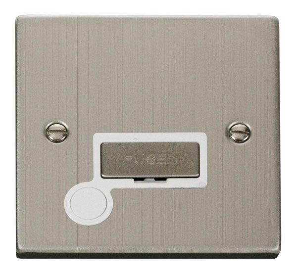 Click Deco Fuse Spur C/W Flex Outlet Stainless Steel White VPSS550WH