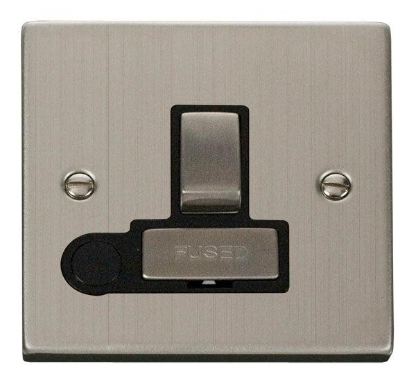 Click Deco 13A Switched Fuse Spur C/W Flex Outlet Stainless Steel Blac