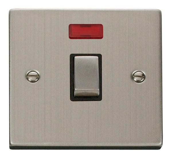 Click Deco 20A Switch Neon Stainless Steel Black VPSS723BK
