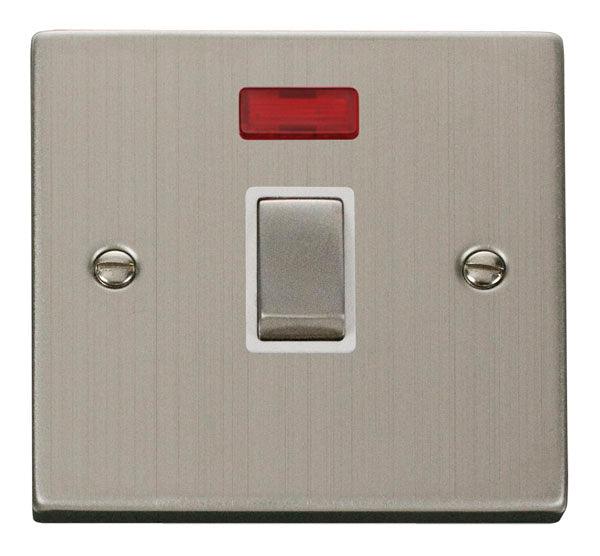 Click Deco 20A Switch Neon Stainless Steel White VPSS723WH