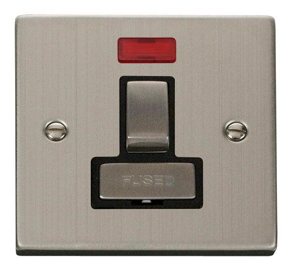 Click Deco 13A Switch Fuse Spur Neon Stainless Steel Black VPSS752BK