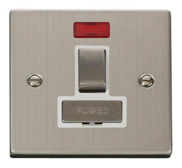 Click Deco 13A Switch Fuse Spur Neon Stainless Steel White VPSS752WH
